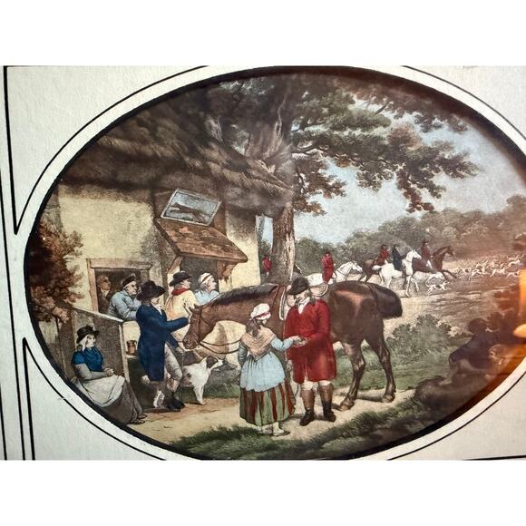 Pair 2 Vintage Antique George Morland Antique Fox Hunting Engravings - Picture 9 of 12